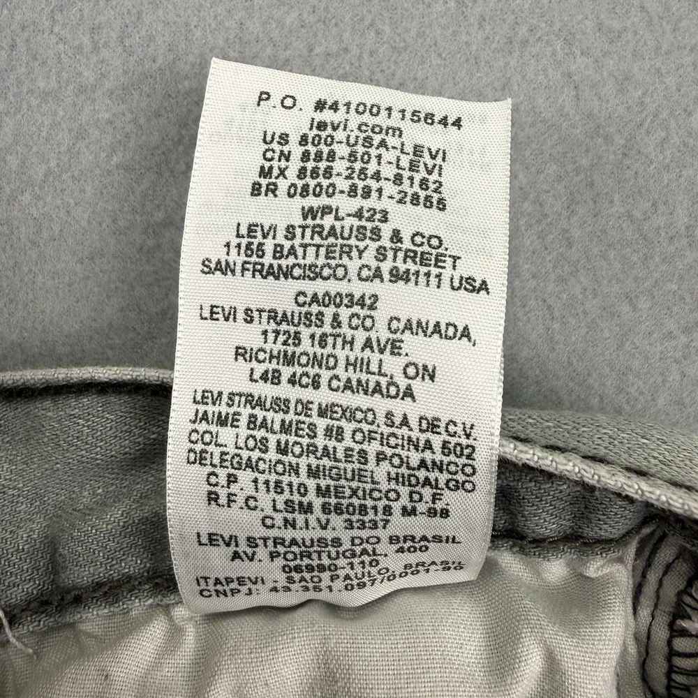 Levi's 514 Mens Gray Denim Jeans Size 36x29 Slim Straight Fit‎ Mid Rise